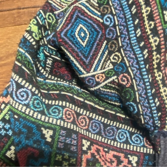 Boho Tribal Woven Backpack with Simba Zipper Charm – Blue Multicolor - Picture 3 of 5